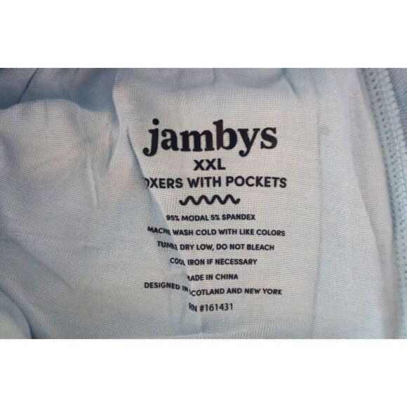 Jambys Unisex Sz 2XL Cerulean Blue Soft Breathable Boxer Shorts w/Pockets - Picture 4 of 10